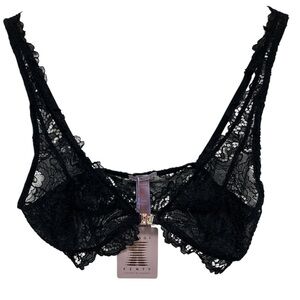 SAVAGE x FENTY Black Lace Jeweled Bra NWT Size Large